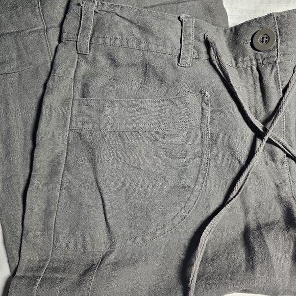 Sandro Linen Cropped Pants Light Olive Gray Women’s 10 Ten - Picture 4 of 11
